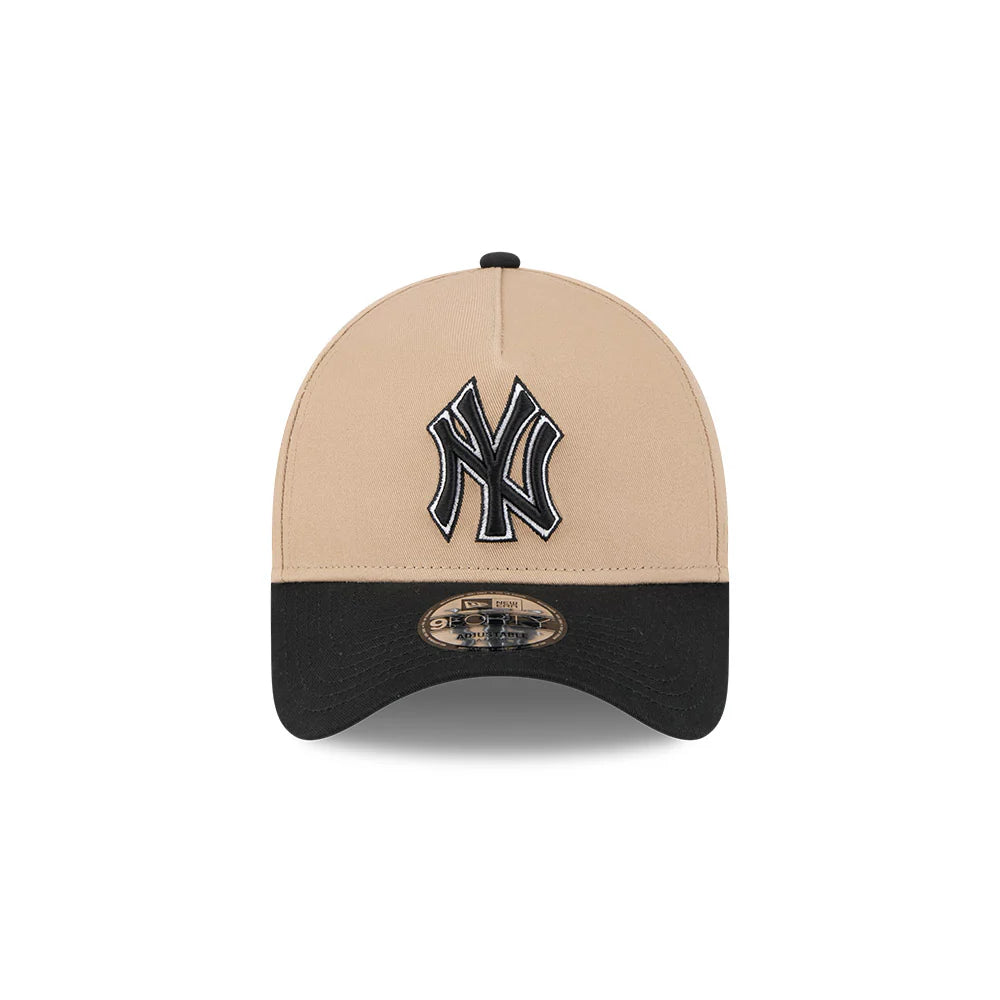 New York Yankees Hat - Camel Black 2-Tone World Series 9Forty A-Frame MLB Snapback Cap - New Era